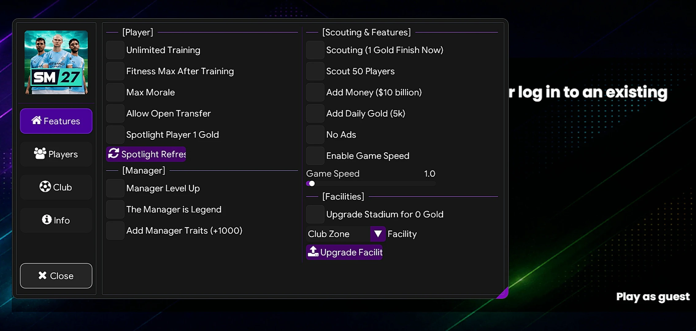 Soccer Manager Mod Menu